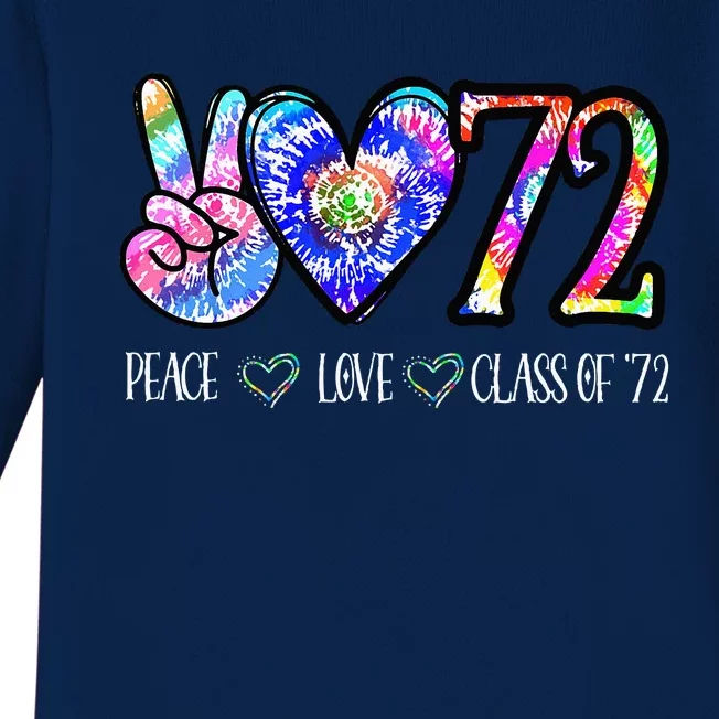 Class Of 1972 50th Class Reunion Tie Dye Senior Graduation Baby Long Sleeve Bodysuit