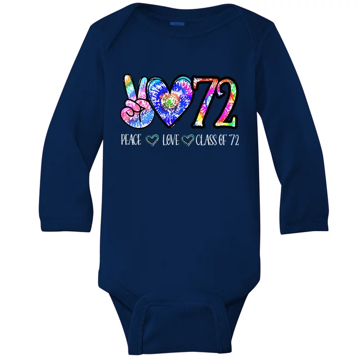 Class Of 1972 50th Class Reunion Tie Dye Senior Graduation Baby Long Sleeve Bodysuit