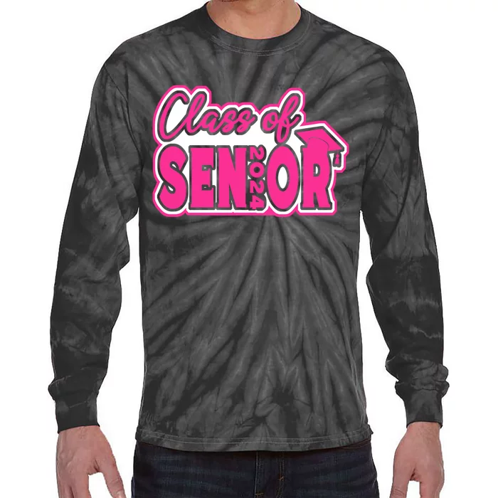 Class of 2024 Girl Wo Senior 24 Funny Graduation Gift Tie-Dye Long Sleeve Shirt