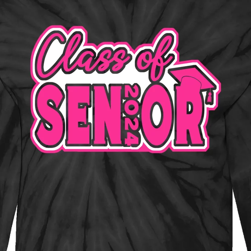 Class of 2024 Girl Wo Senior 24 Funny Graduation Gift Tie-Dye Long Sleeve Shirt