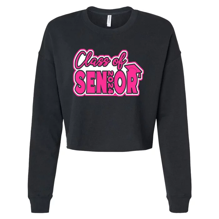 Class of 2024 Girl Wo Senior 24 Funny Graduation Gift Cropped Pullover Crew