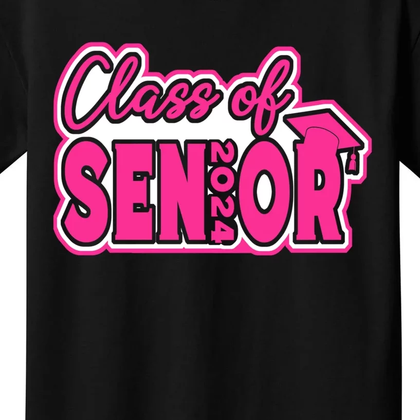 Class of 2024 Girl Wo Senior 24 Funny Graduation Gift Kids T-Shirt