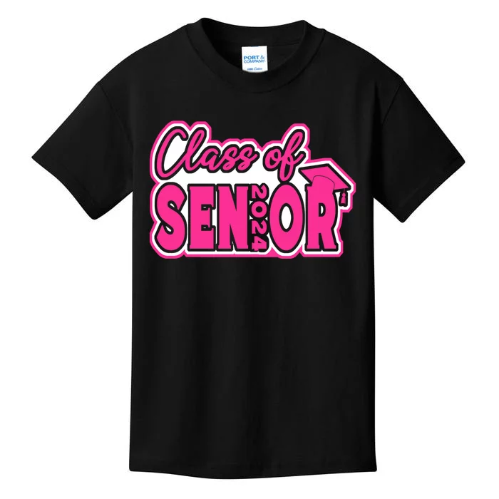 Class of 2024 Girl Wo Senior 24 Funny Graduation Gift Kids T-Shirt