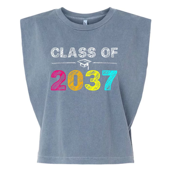 Class Of 2037 Grow With Me First Day Of School Graduation Garment-Dyed Women's Muscle Tee