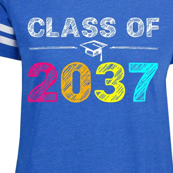 Class Of 2037 Grow With Me First Day Of School Graduation Enza Ladies Jersey Football T-Shirt