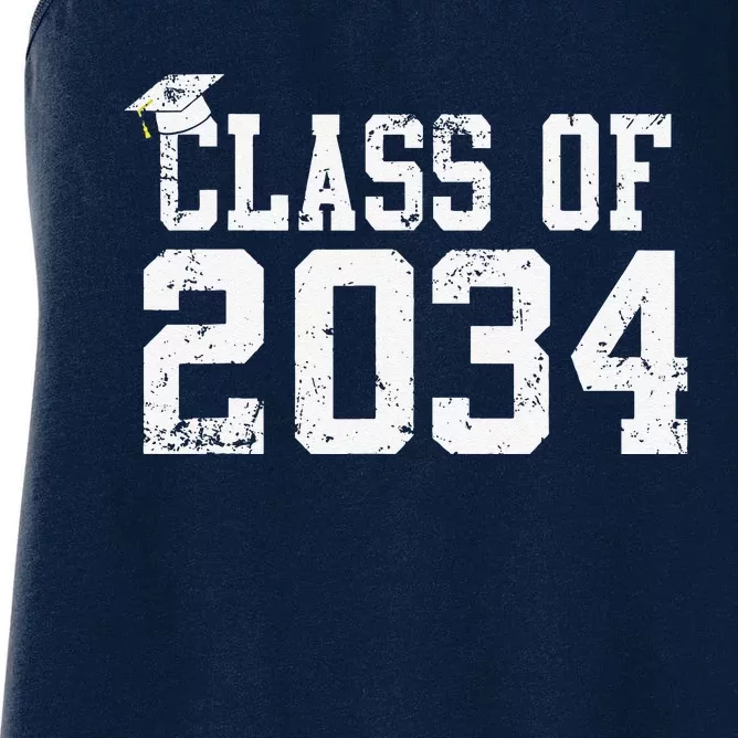 Class Of 2034 Grow With Me First Day Of School Graduation Women's Racerback Tank