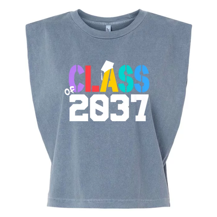 Class Of 2037 Grow With Me First Day Of School Graduation V Garment-Dyed Women's Muscle Tee