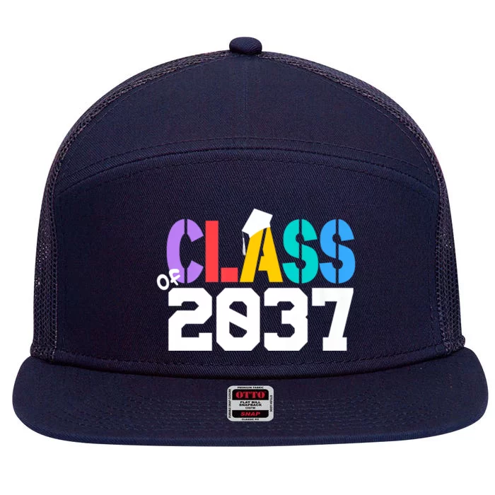 Class Of 2037 Grow With Me First Day Of School Graduation V 7 Panel Mesh Trucker Snapback Hat