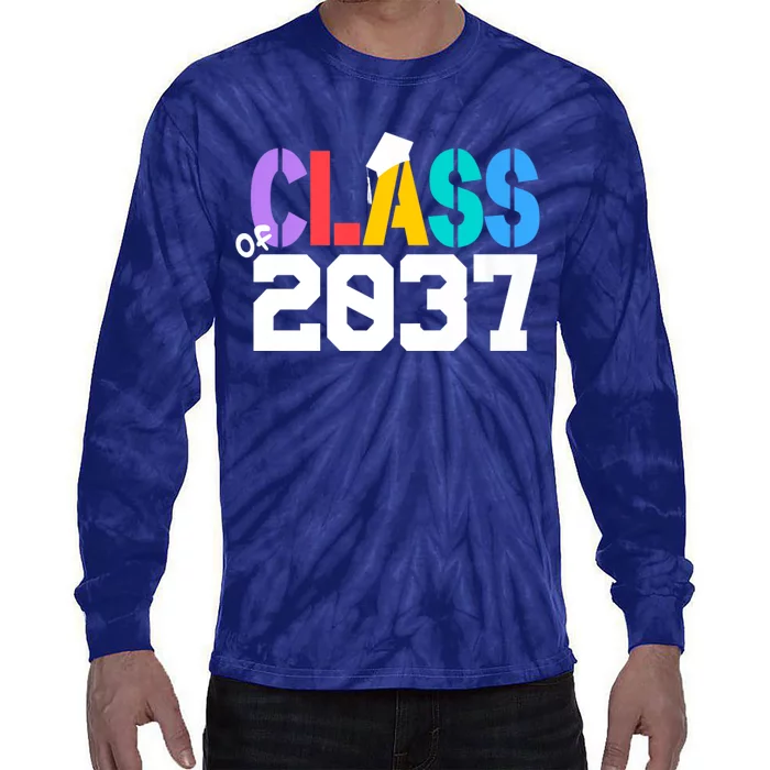 Class Of 2037 Grow With Me First Day Of School Graduation V Tie-Dye Long Sleeve Shirt