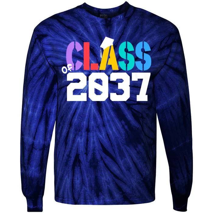 Class Of 2037 Grow With Me First Day Of School Graduation V Tie-Dye Long Sleeve Shirt