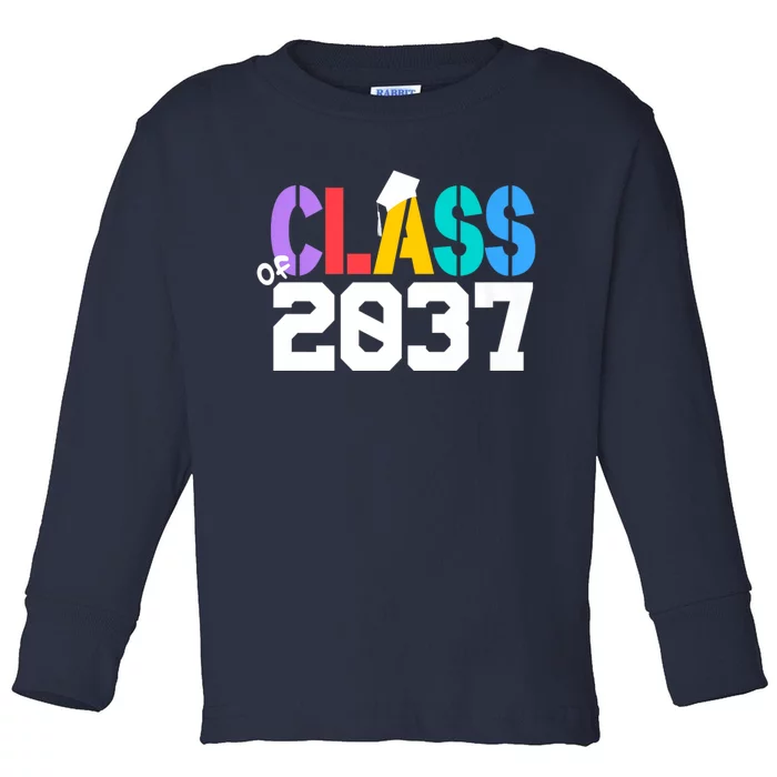 Class Of 2037 Grow With Me First Day Of School Graduation V Toddler Long Sleeve Shirt