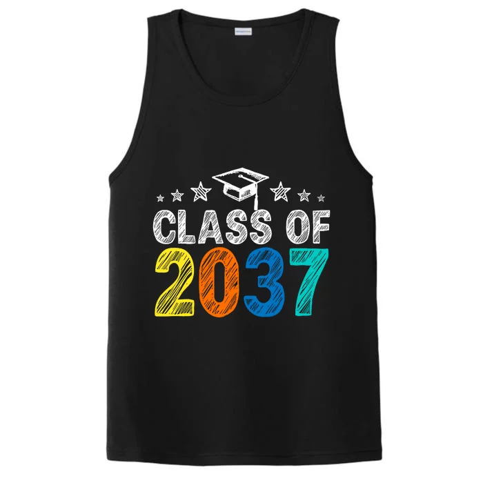 Class Of 2037 Grow With Me Prek To 12th Grade Handprint Performance Tank