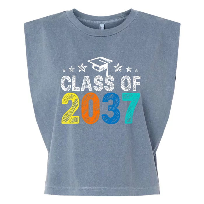 Class Of 2037 Grow With Me Prek To 12th Grade Handprint Garment-Dyed Women's Muscle Tee