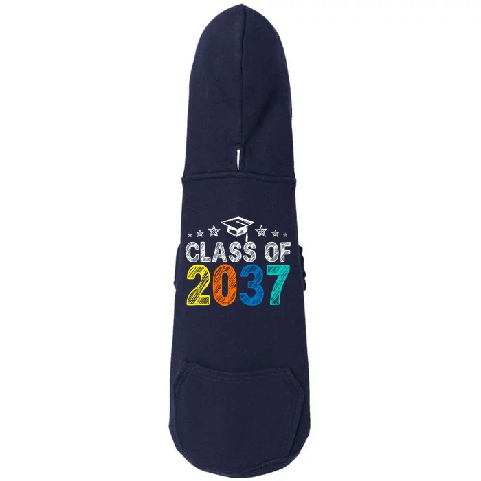 Class Of 2037 Grow With Me Prek To 12th Grade Handprint Doggie 3-End Fleece Hoodie