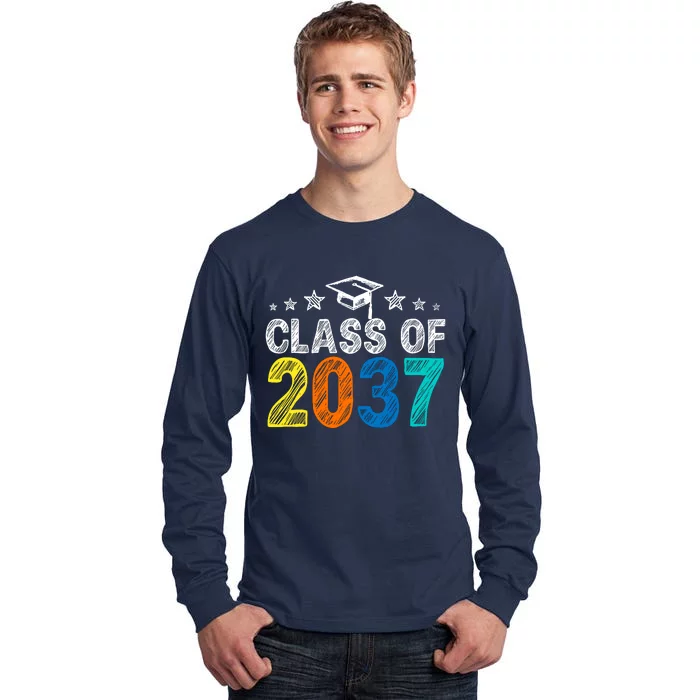 Class Of 2037 Grow With Me Prek To 12th Grade Handprint Tall Long Sleeve T-Shirt