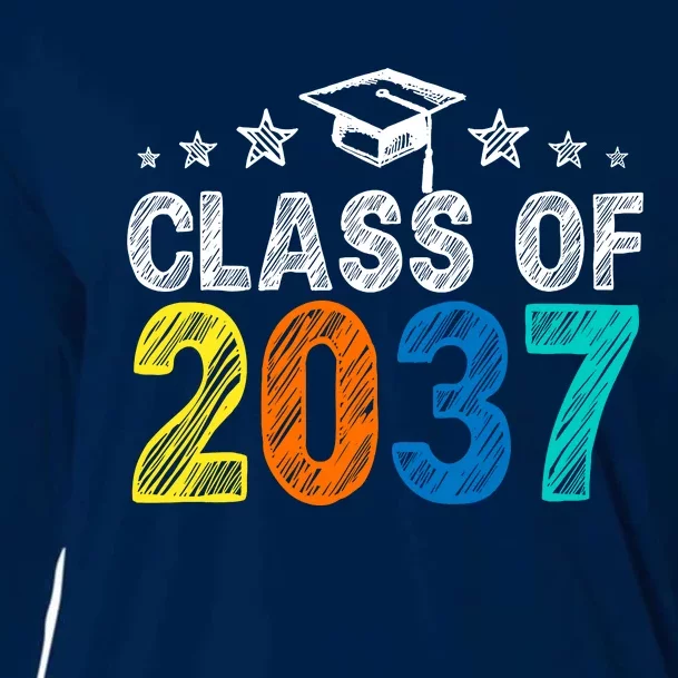 Class Of 2037 Grow With Me Prek To 12th Grade Handprint Cooling Performance Long Sleeve Crew