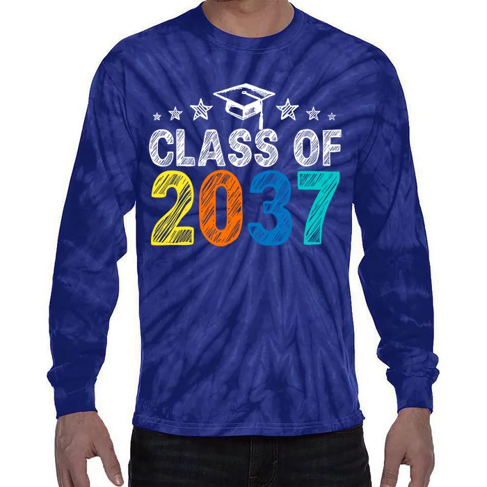 Class Of 2037 Grow With Me Prek To 12th Grade Handprint Tie-Dye Long Sleeve Shirt