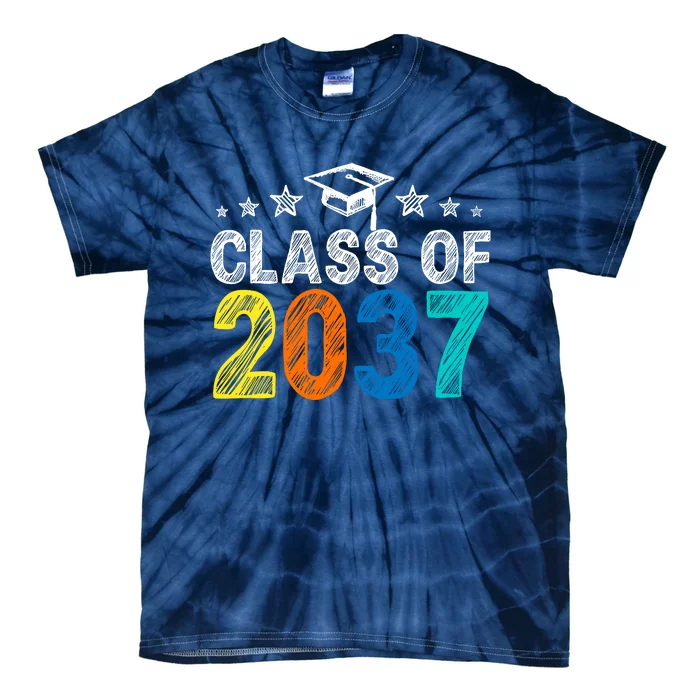 Class Of 2037 Grow With Me Prek To 12th Grade Handprint Tie-Dye T-Shirt