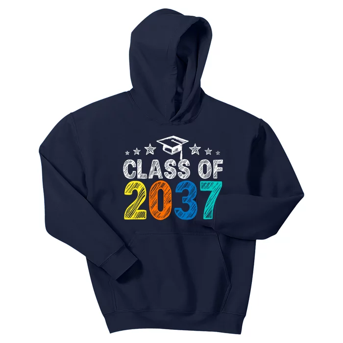 Class Of 2037 Grow With Me Prek To 12th Grade Handprint Kids Hoodie