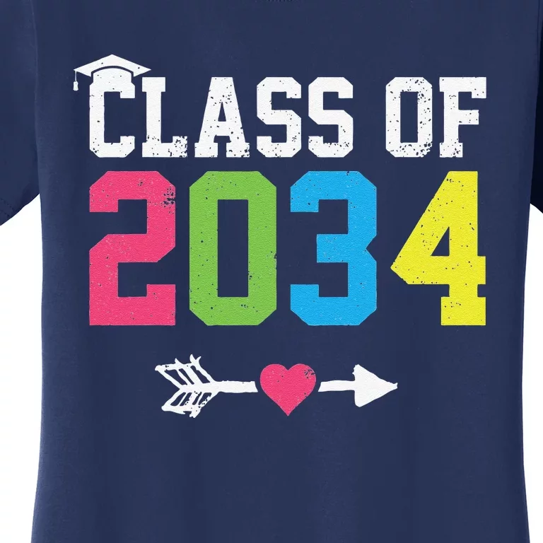 Class Of 2034 Grow With Me Graduation First Day Of School Cute Women's T-Shirt