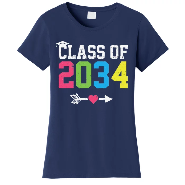 Class Of 2034 Grow With Me Graduation First Day Of School Cute Women's T-Shirt