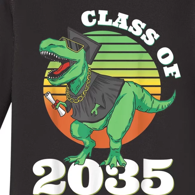 Class Of 2035 Kindergarten First Day Grow Me Trex Dinosaur Baby Long Sleeve Bodysuit