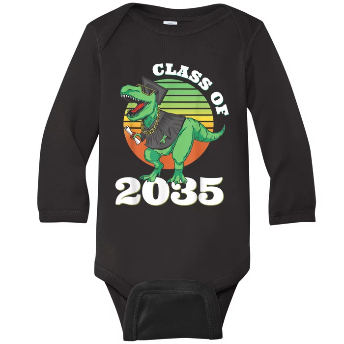 Class Of 2035 Kindergarten First Day Grow Me Trex Dinosaur Baby Long Sleeve Bodysuit