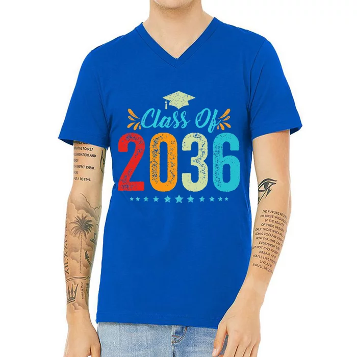 Class Of 2036 Grow With Me Graduation First Day Of School V-Neck T-Shirt