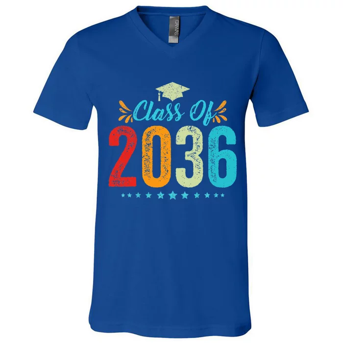 Class Of 2036 Grow With Me Graduation First Day Of School V-Neck T-Shirt