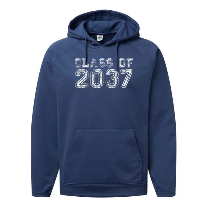 Class Of 2037 Grow With Me First Day Of School Graduation Performance Fleece Hoodie