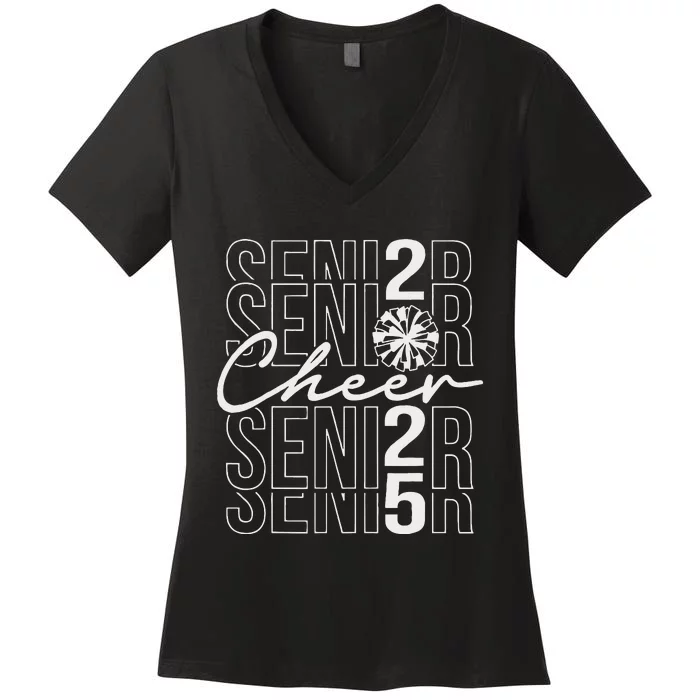 Class Of 2025 Senior Year Cheer Mom Senior 2025 Women's V-Neck T-Shirt