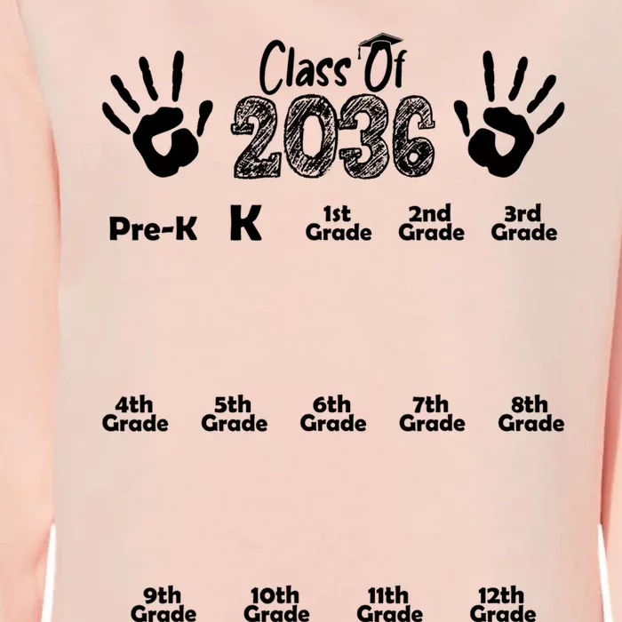 Class Of 2036 Grow With Me Handprint Pre K 12th Grade Womens California Wash Sweatshirt