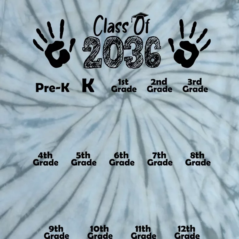 Class Of 2036 Grow With Me Handprint Pre K 12th Grade Tie-Dye T-Shirt