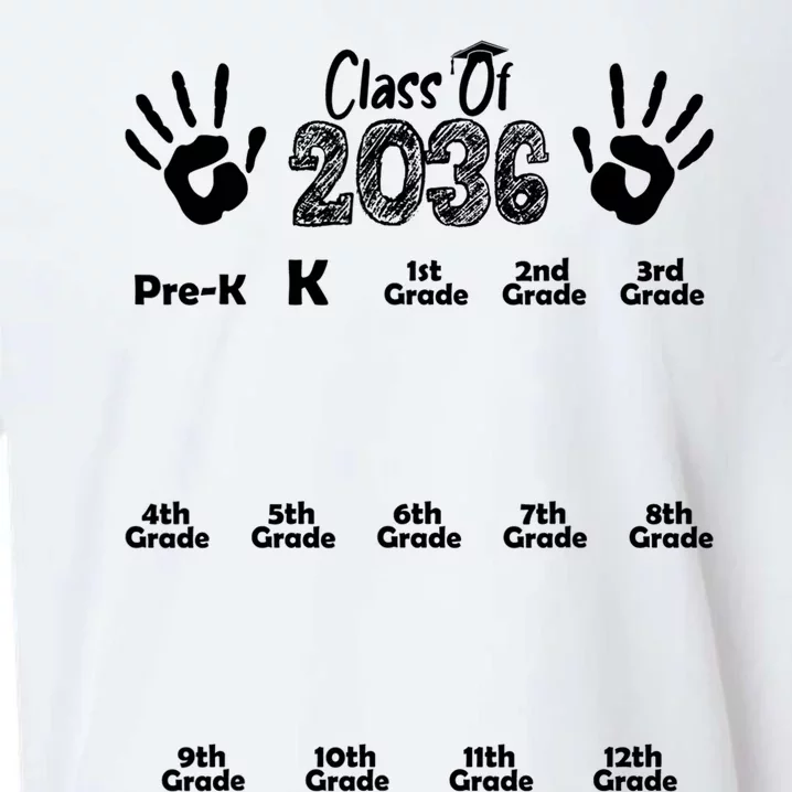 Class Of 2036 Grow With Me Handprint Pre K 12th Grade Sueded Cloud Jersey T-Shirt