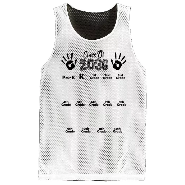 Class Of 2036 Grow With Me Handprint Pre K 12th Grade Mesh Reversible Basketball Jersey Tank