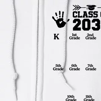 Class Of 2037 Grow With Me Handprint Prek 12th Grade Full Zip Hoodie