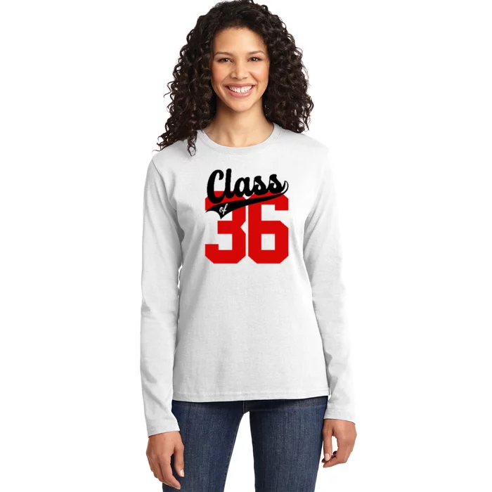 Class Of 2036 Retro Graduation Gift Ladies Long Sleeve Shirt