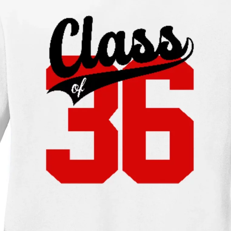 Class Of 2036 Retro Graduation Gift Ladies Long Sleeve Shirt