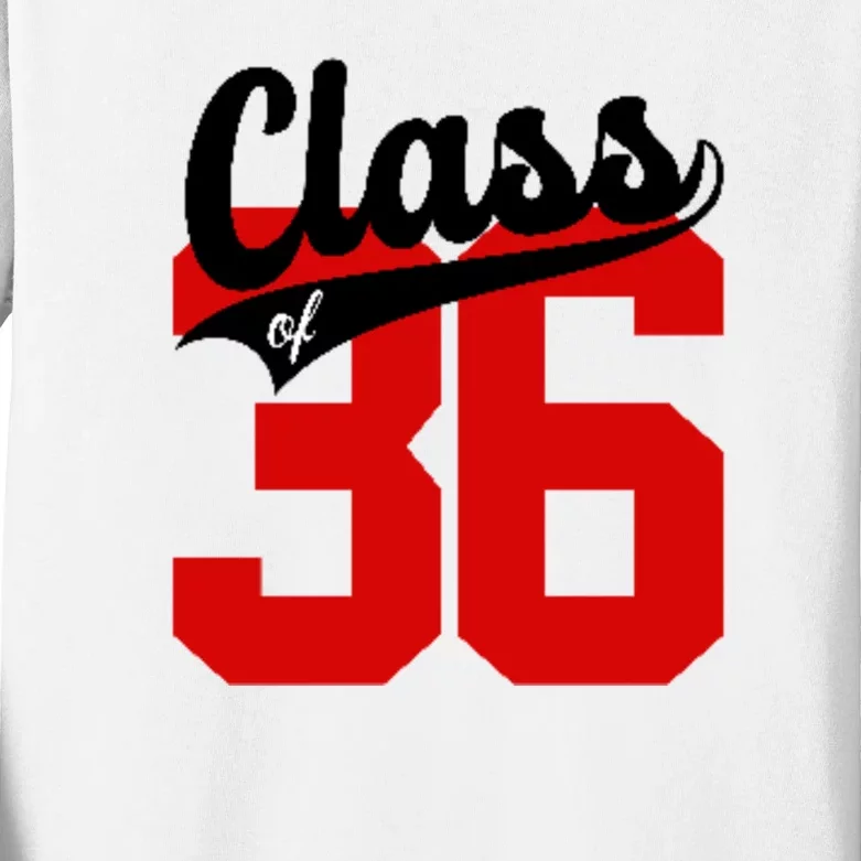 Class Of 2036 Retro Graduation Gift Kids Long Sleeve Shirt