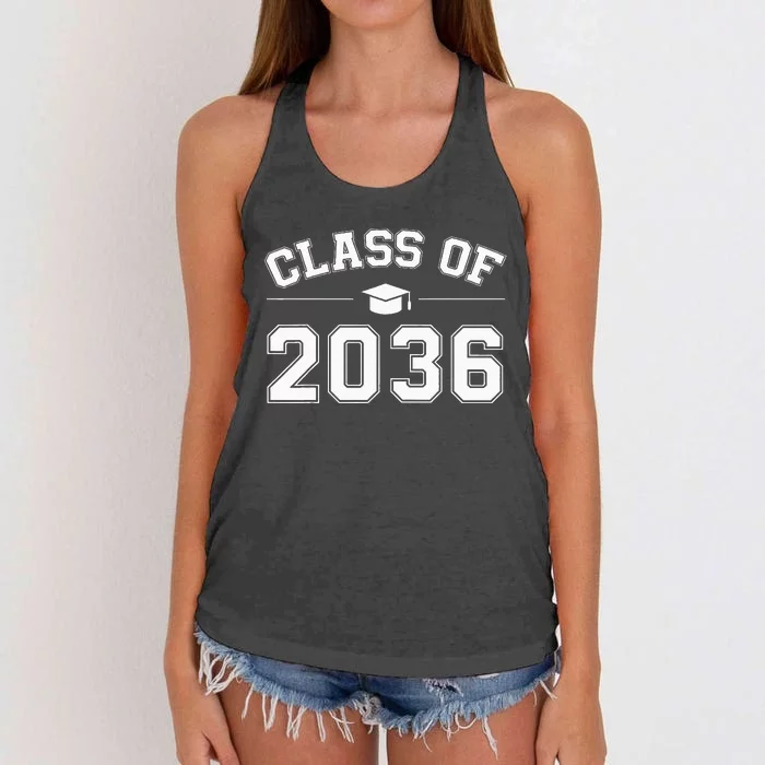 Class of 2036 Grow With Me First Day of School Graduation Women's Knotted Racerback Tank