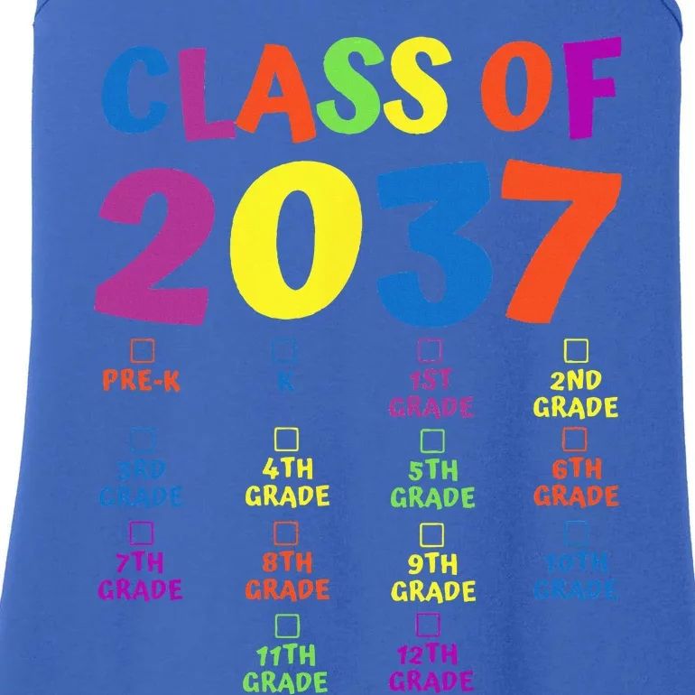 Class Of 2037 Grow With Me PreK Space For Checkmarks Ladies Essential Tank