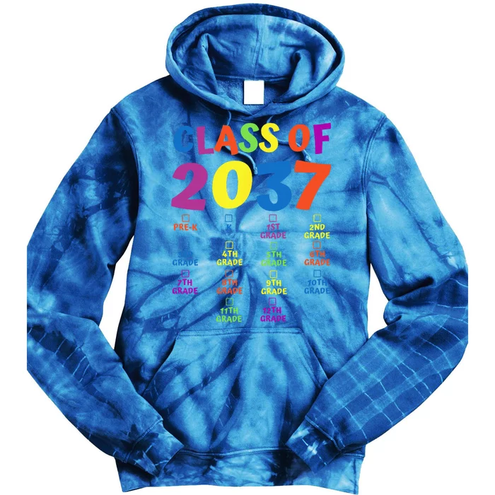 Class Of 2037 Grow With Me PreK Space For Checkmarks Tie Dye Hoodie