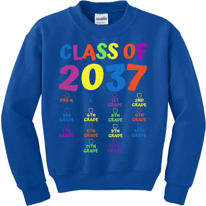 Class Of 2037 Grow With Me PreK Space For Checkmarks Kids Sweatshirt