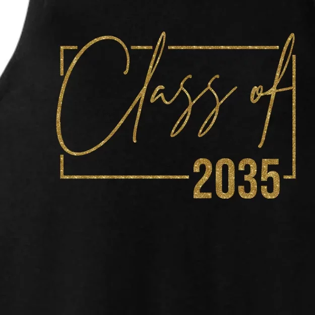 Class Of 2035 Gold Graduation Ladies Tri-Blend Wicking Tank