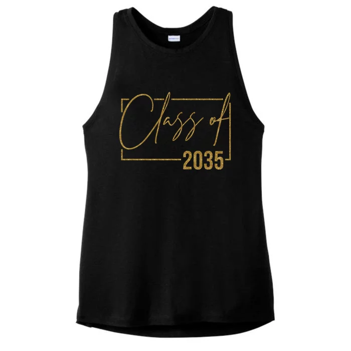 Class Of 2035 Gold Graduation Ladies Tri-Blend Wicking Tank