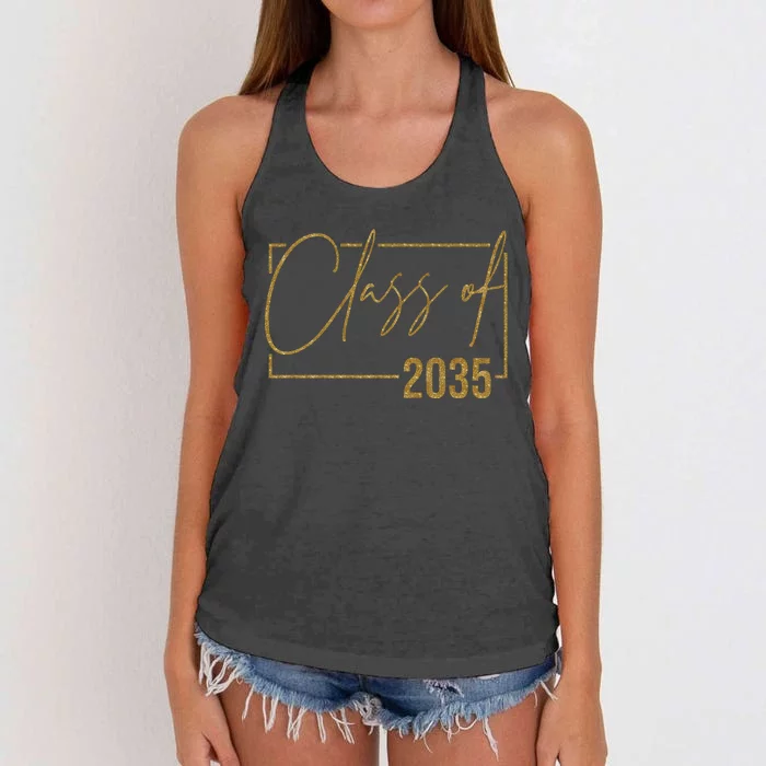 Class Of 2035 Gold Graduation Women's Knotted Racerback Tank