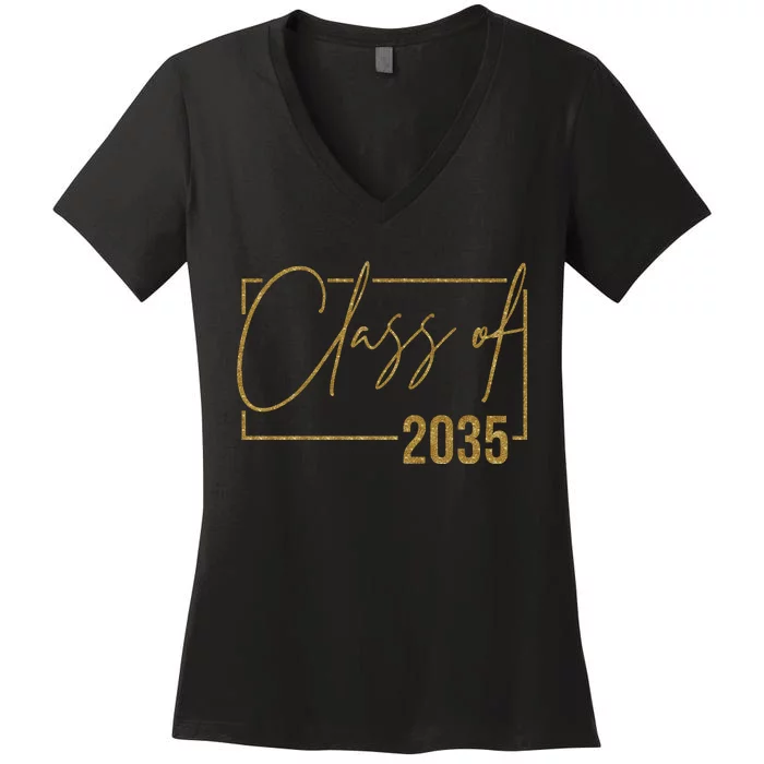 Class Of 2035 Gold Graduation Women's V-Neck T-Shirt