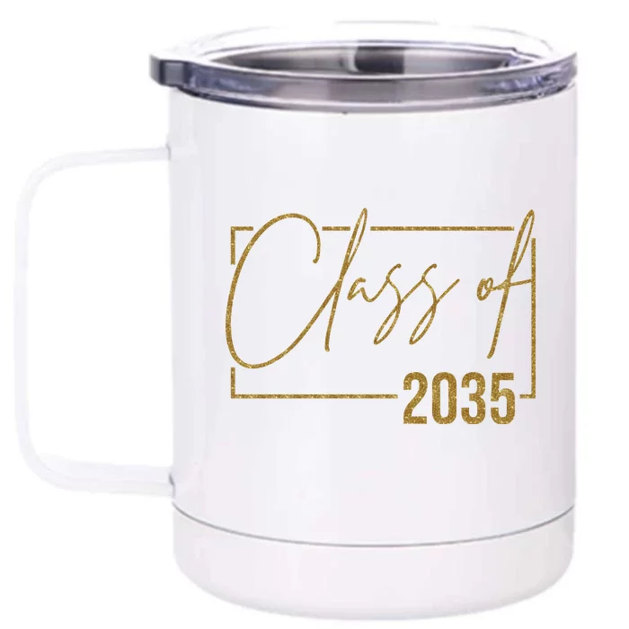 Class Of 2035 Gold Graduation Front & Back 12oz Stainless Steel Tumbler Cup