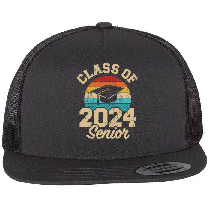 Class of 2024 senior vintage and retro Flat Bill Trucker Hat