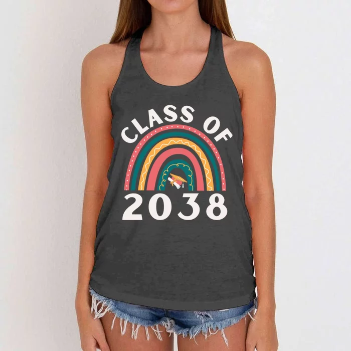 Class Of 2038 Graduation Kindergarten 2038 School Rainbow Gift Women's Knotted Racerback Tank